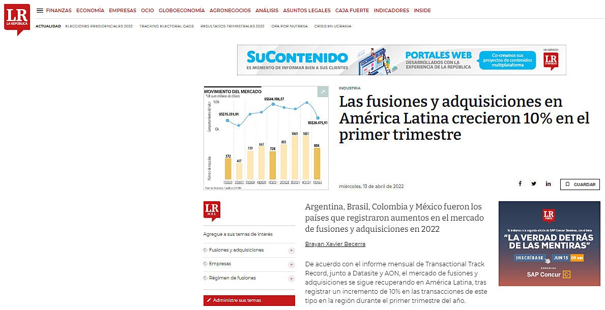 Las fusiones y adquisiciones en Amrica Latina crecieron 10% en el primer trimestre